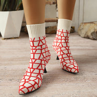 Damen Stiefelimitierte Sockenschuhe mit elegantem Absatz WW