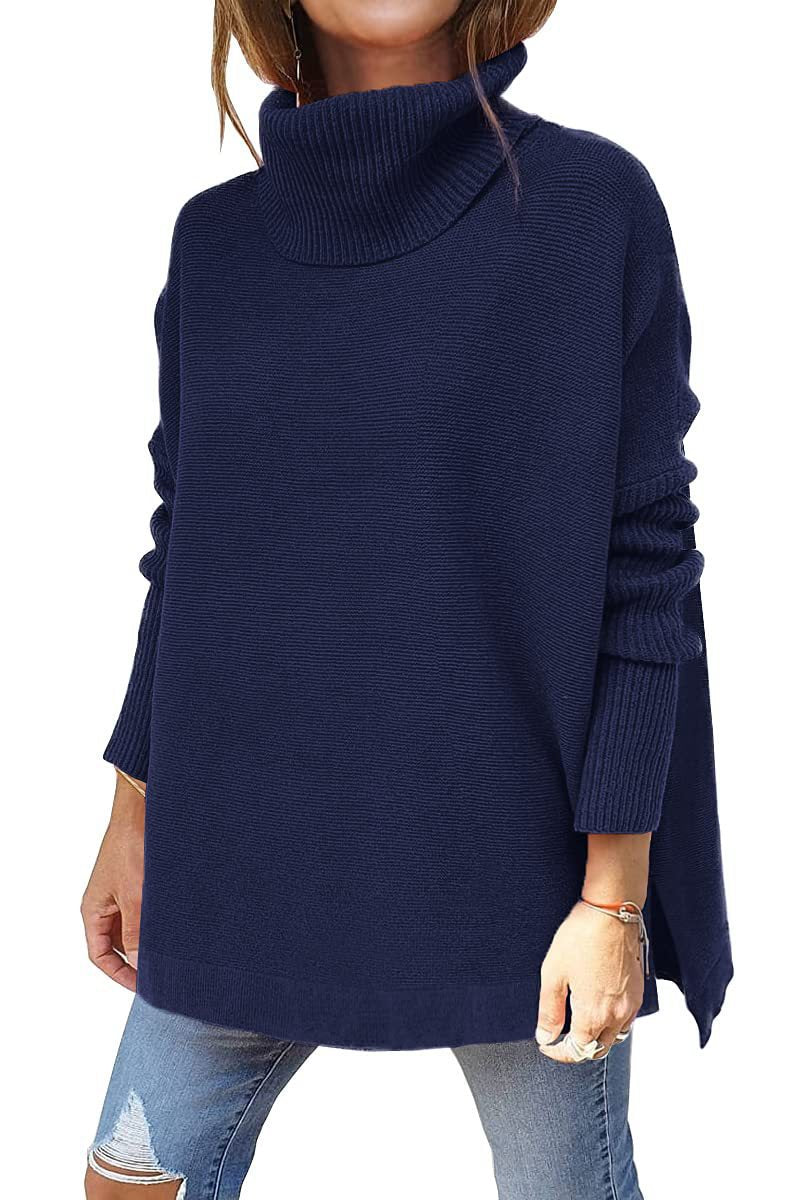 Damen Großer Rollkragenpullover mit strukturiertem Strickmuster und lässigem Schnitt WW