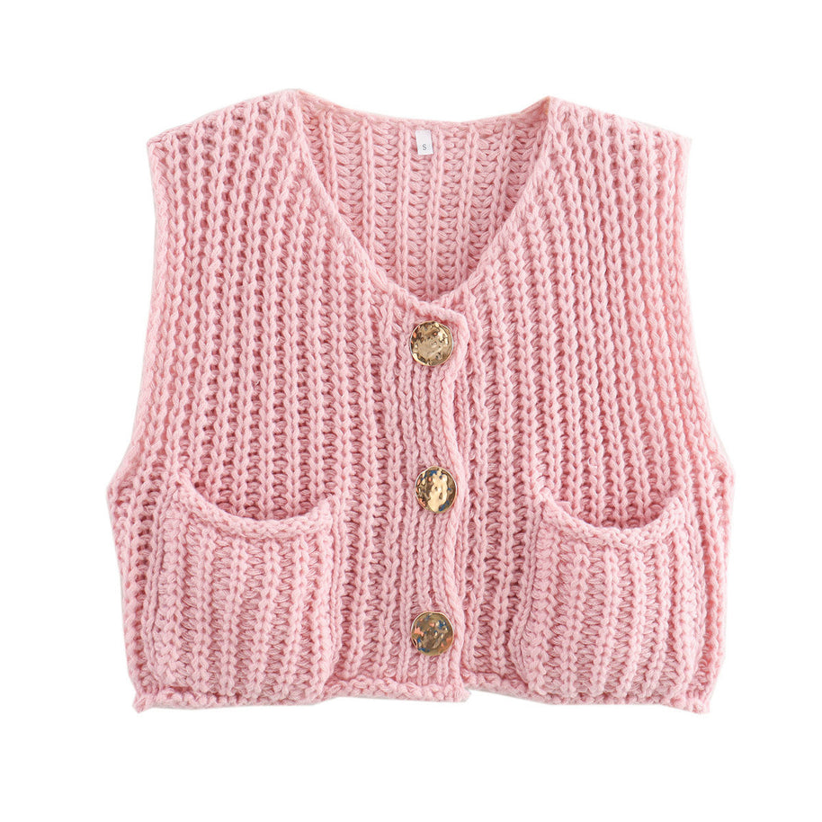 Damen Strickweste mit Taschen WW