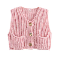 Damen Strickweste mit Taschen WW