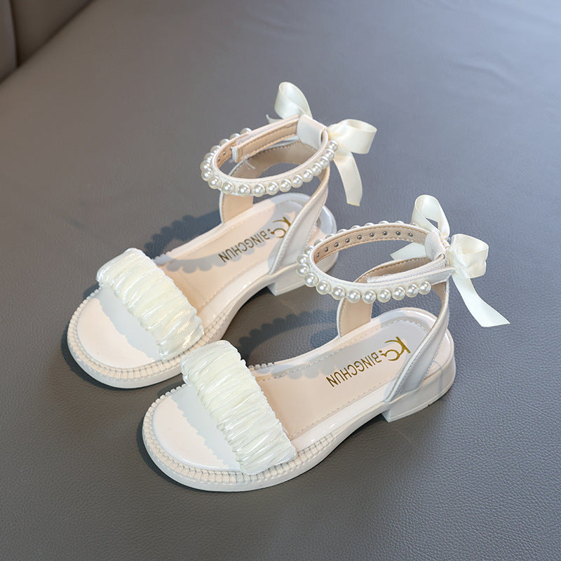 Damen Elegante Perlen-Besetzte Knöchelriemen Sandalen WW