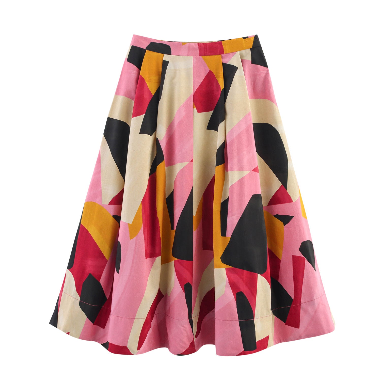 Damen A-Linie Midi-Rock mit stylischem abstraktem Druck WW