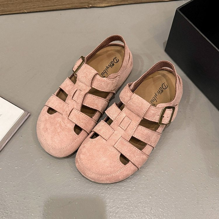 Damen Riemensandalen aus weichem Wildleder mit verstellbarem Riemendesign und rutschfester Sohle WW