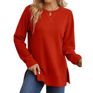 Damen Bequemer Langarm-Sweater mit Seitenschlitzen WW