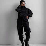 Damen bequeme Fleece-Loungejacke mit verkürztem Reißverschluss und elastischem Bund WW