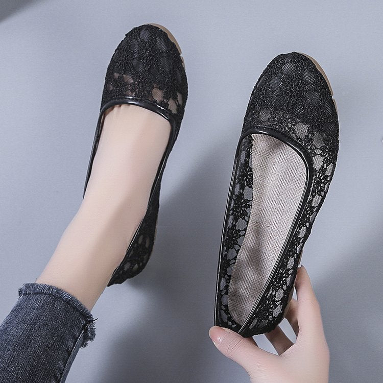 Damen elegante Ballerinas aus filigranem Spitzenmaterial W&W Mode