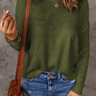 Damen lässiges Strickoberteil mit lockerer Passform und feinem Rippenmuster WW