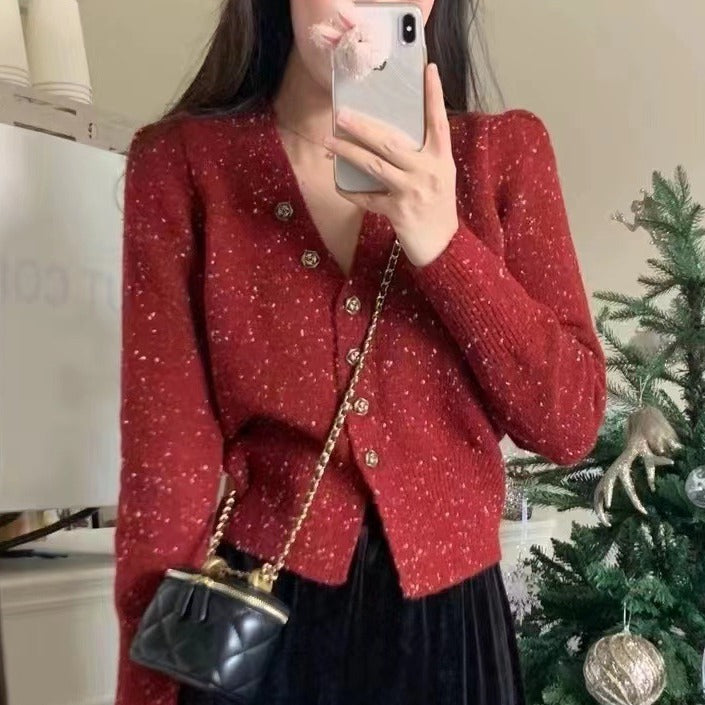 Damen Strickjacke mit dekorativen Knopfdetails WW