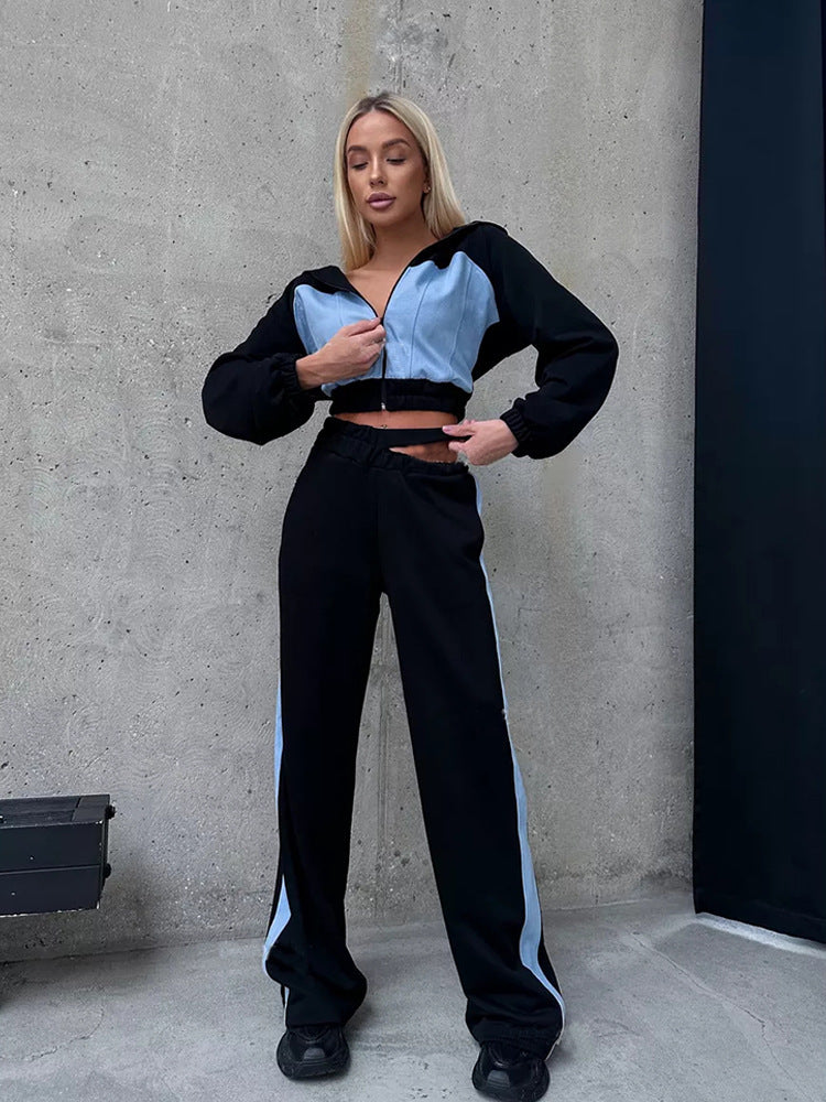 Damen Sportliches Zweiteiler-Set mit Crop-Top und weitem Schnitt WW
