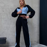 Damen Sportliches Zweiteiler-Set mit Crop-Top und weitem Schnitt WW