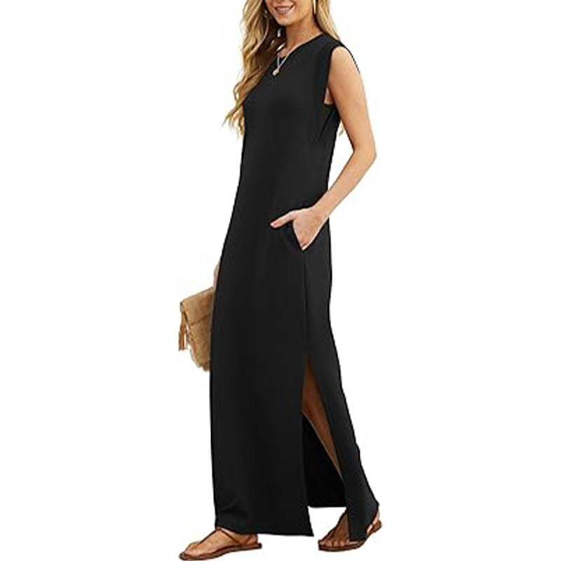 Damen Maxikleid mit lässigem Schnitt und minimalistischen Details W&W Mode