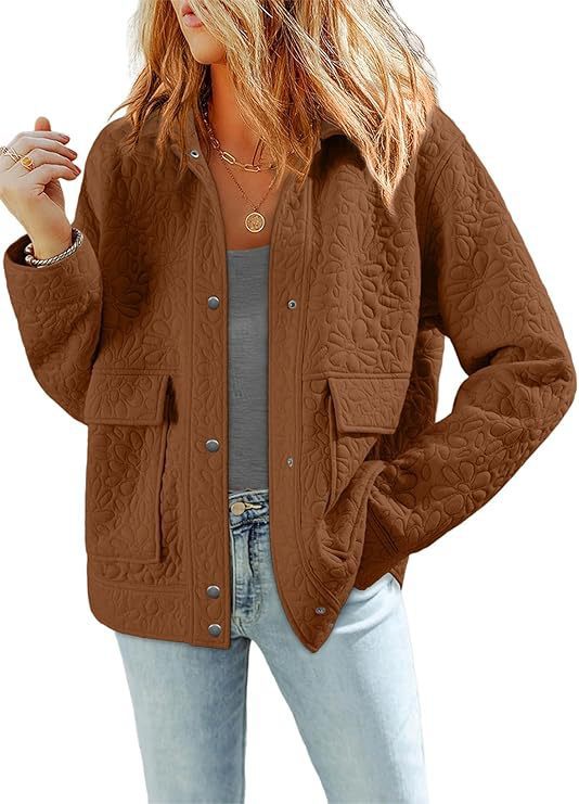 Damen Steppjacke mit praktischen aufgesetzten Taschen und floralem Muster WW
