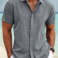 Herren Kurzarm Struktur Hemd mit Knöpfen WW