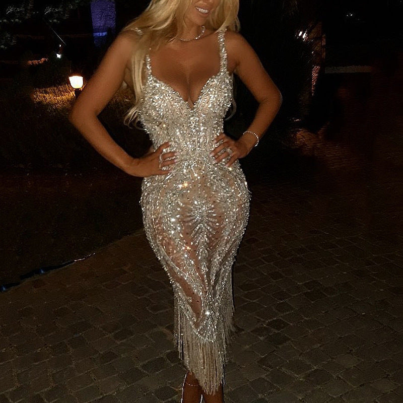 WW | Paillettenkleid mit langen Ärmeln