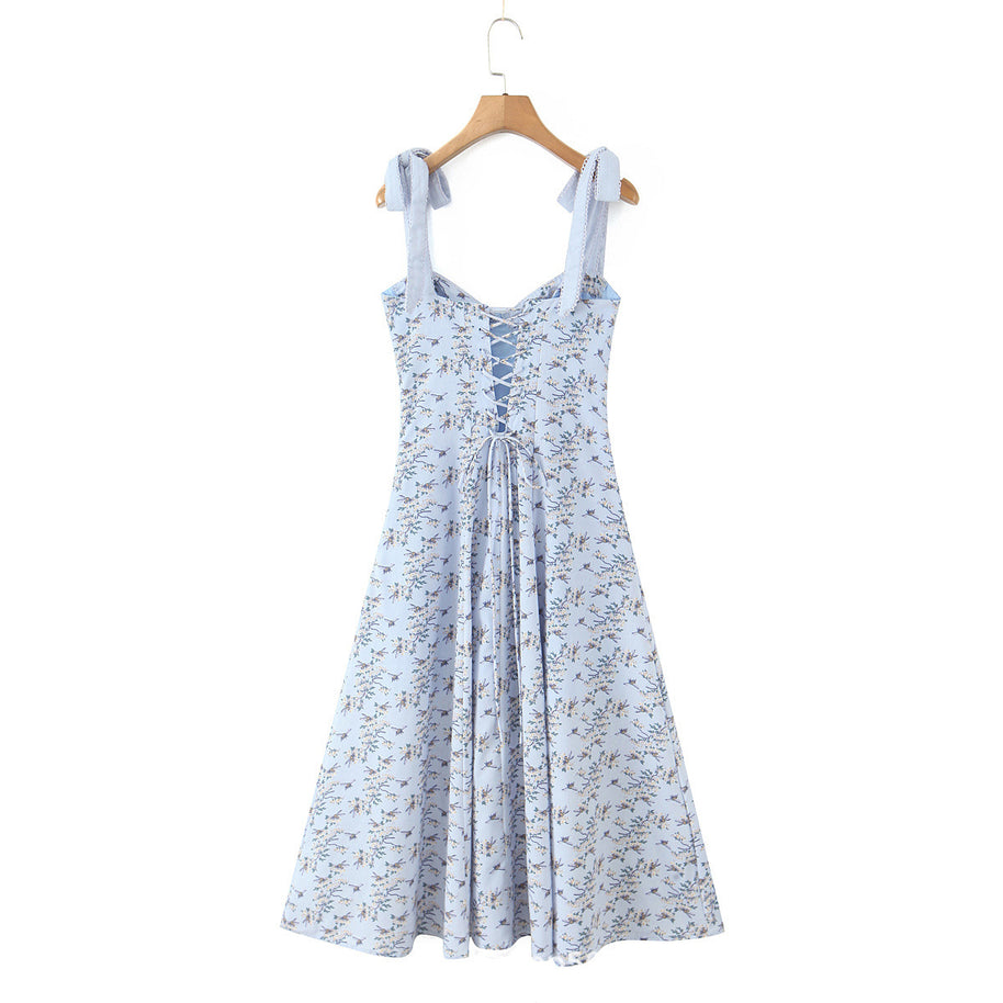 Damen Sommerliches Baumwollkleid mit schulterfreien Rüschen WW