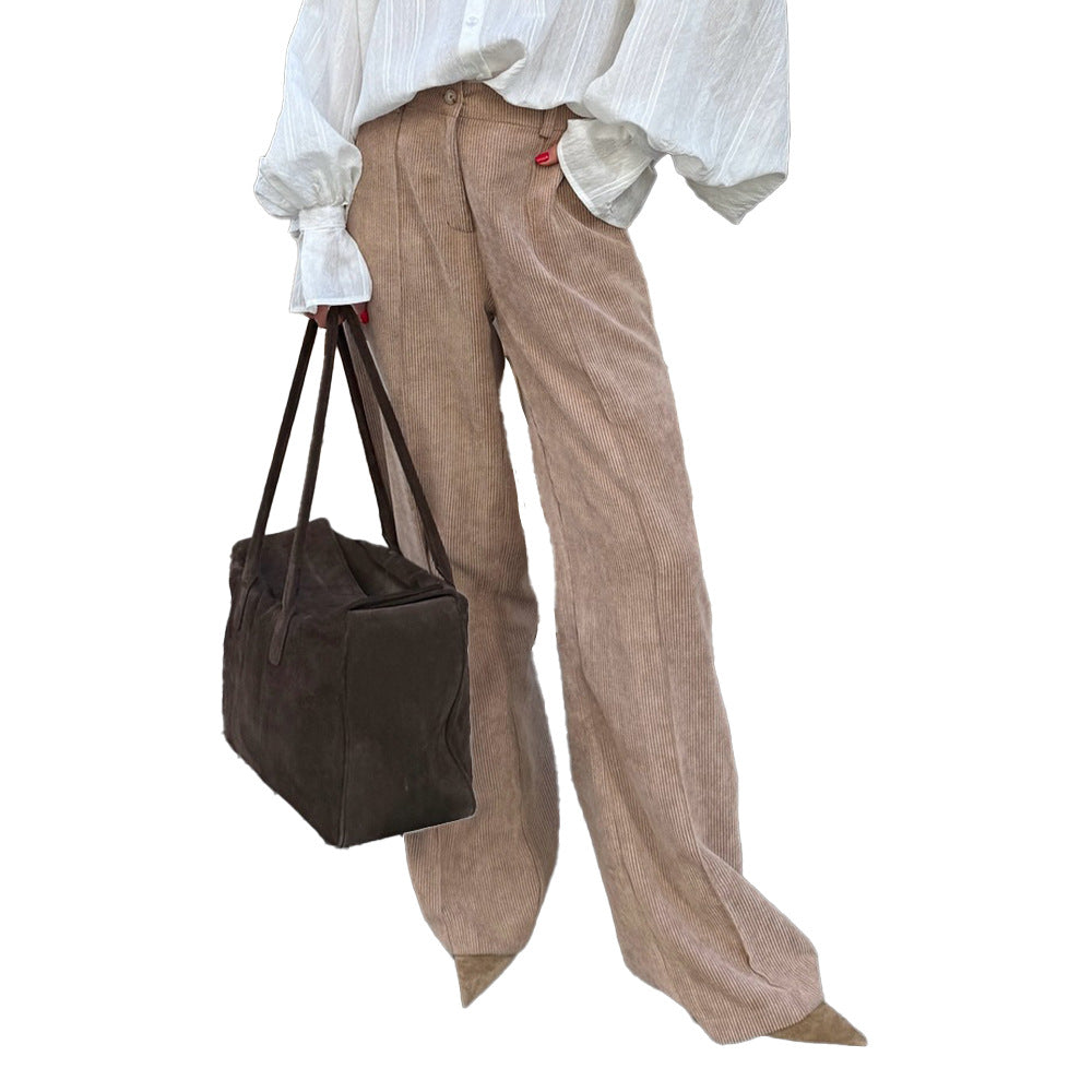 Damen weite Cordhose mit elegantem Schnitt und hohem Bund WW