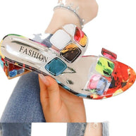 Damen Transparente Sandalen mit bunten, geometrischen Akzenten W&W