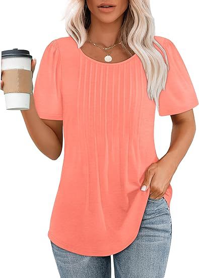 Damen Sommer T-Shirt mit Falten-Design WW