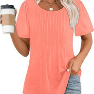 Damen Sommer T-Shirt mit Falten-Design WW