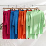 Damen stilvolles Strickset mit lässigem Schnitt und seitlichem Schlitz WW