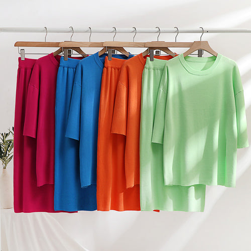 Damen stilvolles Strickset mit lässigem Schnitt und seitlichem Schlitz WW