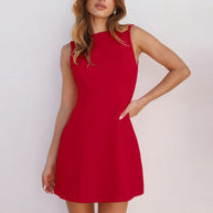 Damen schickes A-Linien-Kleid mit elegantem U-Ausschnitt WW