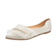 Damen Ballerinas mit dekorativem Rüschen- und Perlenschmuck W&W