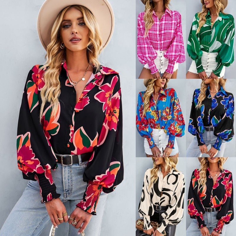 Damen Trendige Karobluse im oversized Schnitt mit Rüschenärmeln WW