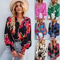 Damen Trendige Karobluse im oversized Schnitt mit Rüschenärmeln WW