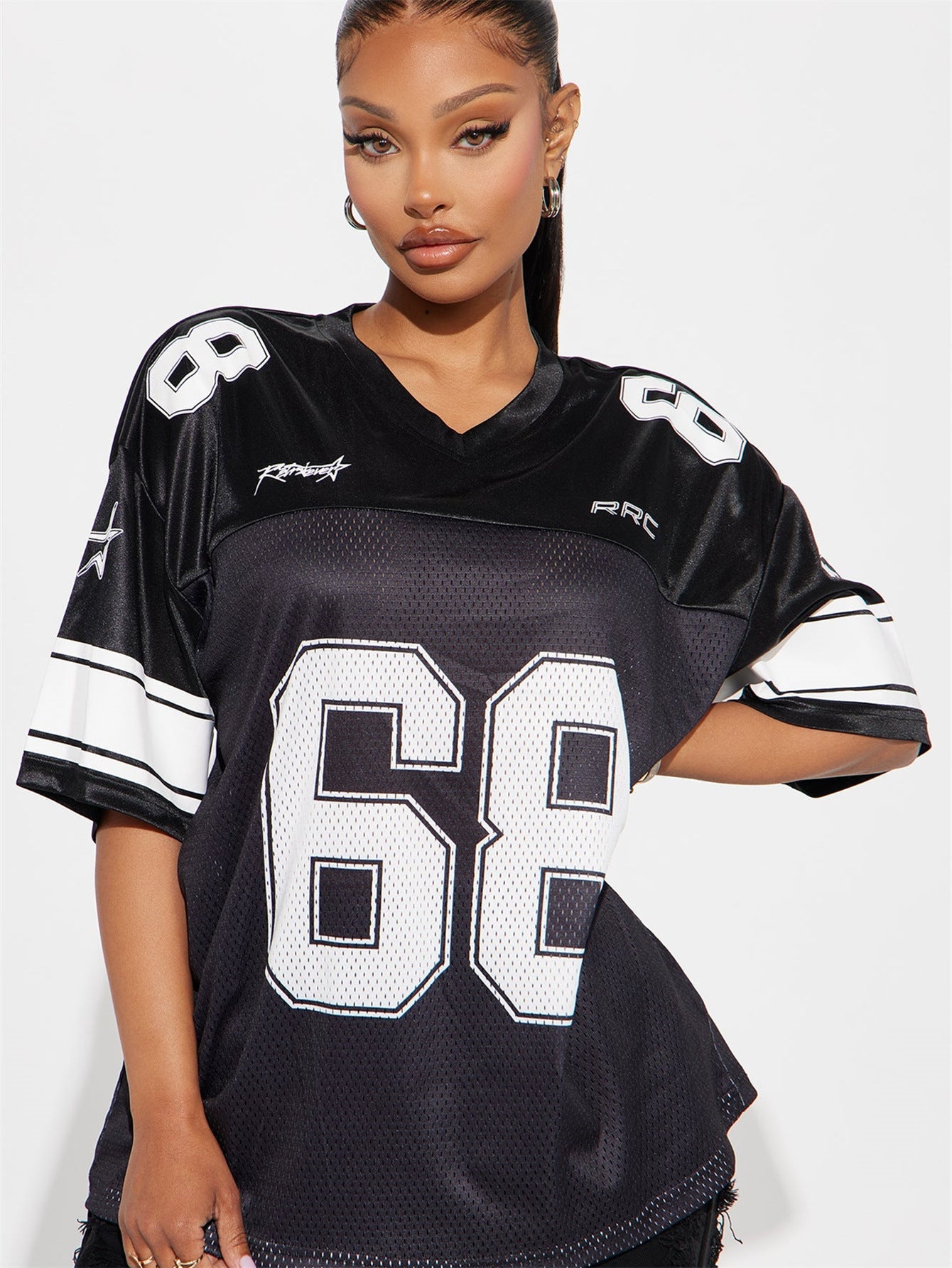 WW | Lockeres Sportliches Kurzarm-Jersey-T-Shirt