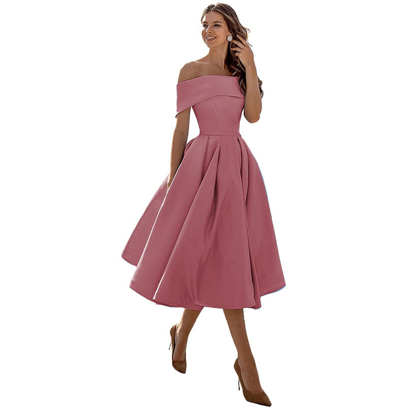WW | Legere Mode Satin Cocktailkleid Ohne Träger