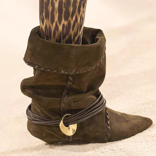 Damen Slouchy Knöchelstiefel mit dekorativem Schnallen-Detail WW