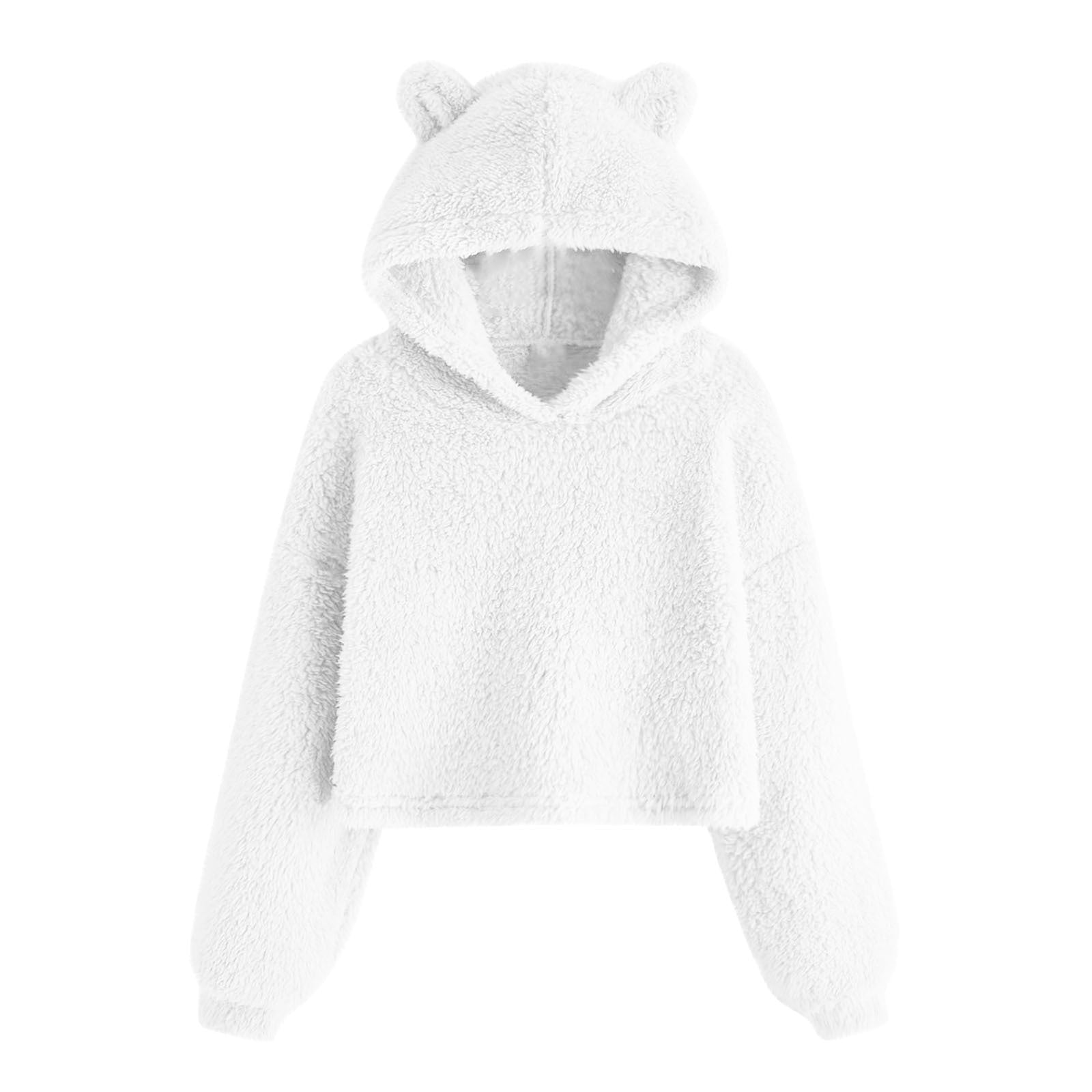 Damen Kuscheliger Fleece Hoodie mit Bärenohren WW