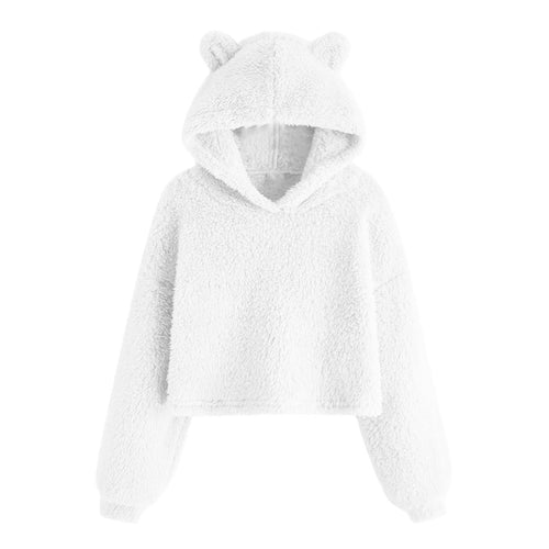 Damen Kuscheliger Fleece Hoodie mit Bärenohren WW