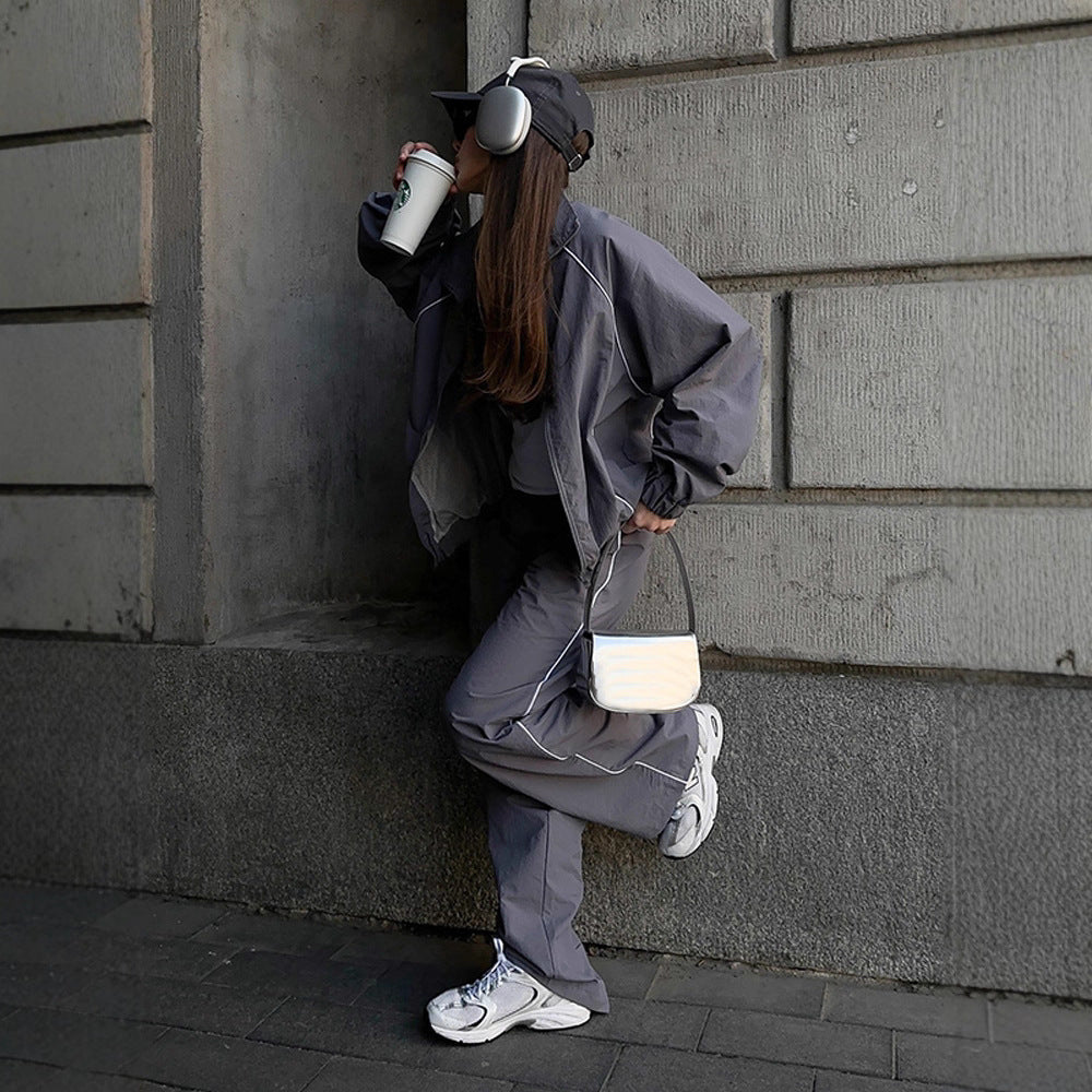 Damen sportliche Overalls mit weiten Beinen und elastischen Bündchen WW