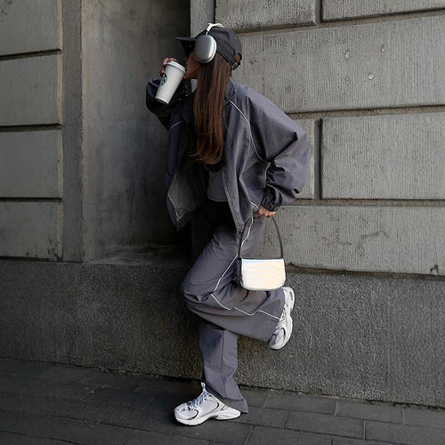 Damen sportliche Overalls mit weiten Beinen und elastischen Bündchen WW