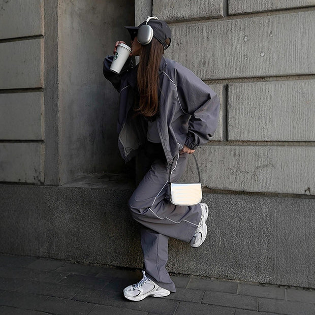 Damen sportliche Overalls mit weiten Beinen und elastischen Bündchen WW