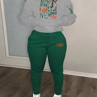 Damen Sportliches Hoodie und Jogginghose Set mit kreativem Grafikdruck WW