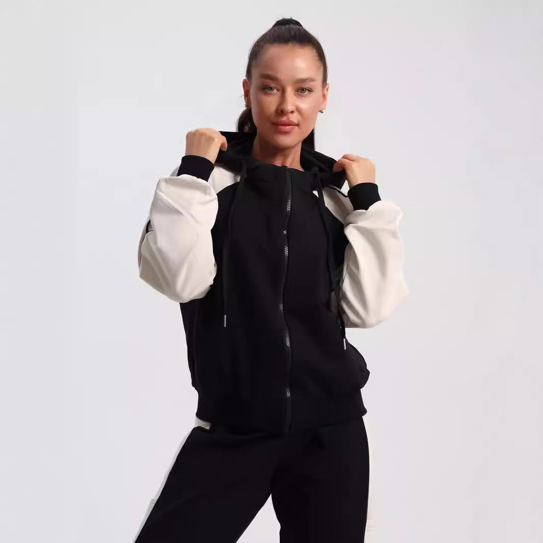 Damen sportlicher Fleece-Jogginganzug mit modischem Reißverschluss WW