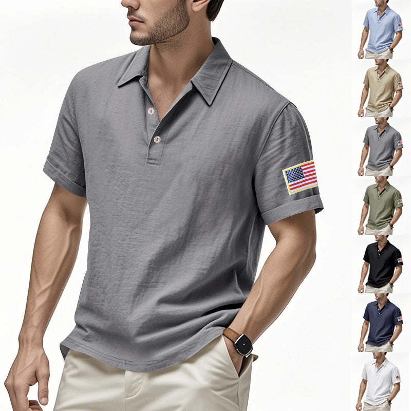 Herren sportliches Poloshirt mit amerikanischem Flaggenmotiv und feuchtigkeitsregulierender Technologie WW