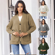 Damen Strickjacke mit großen Taschen und klassischem Knopfverschluss WW
