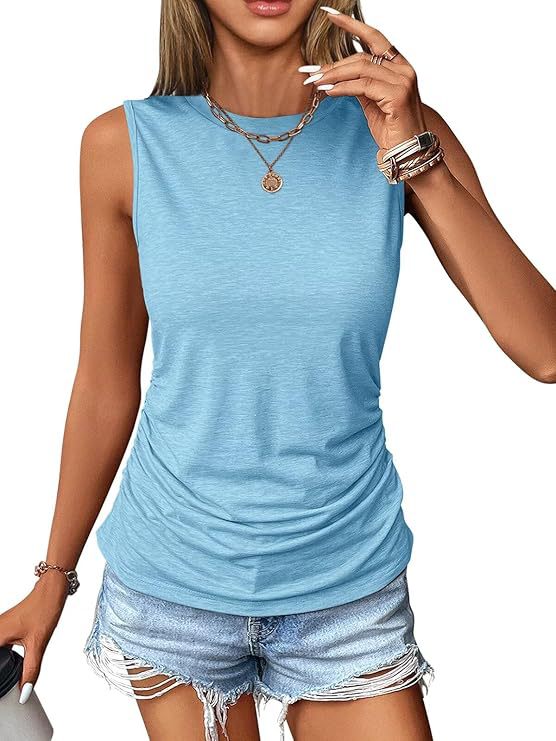 Damen ärmelloses Shirt mit modischem Raffungseffekt und hochwertigem Stoff WW