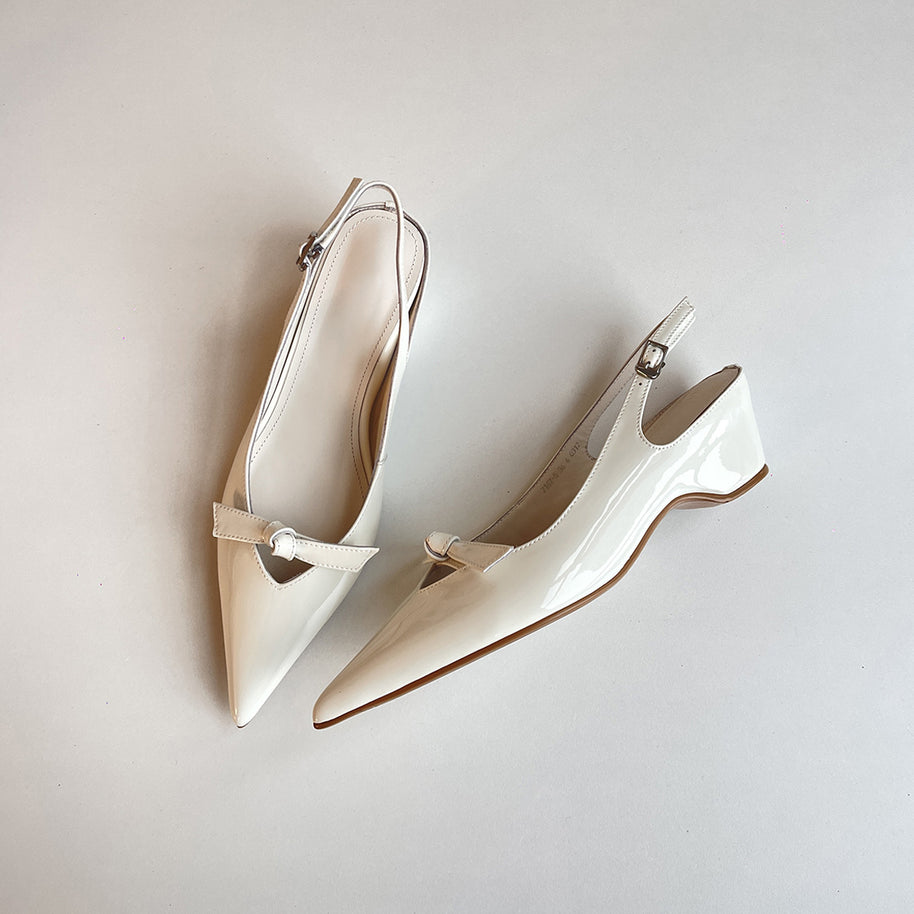 Damen Slingback Ballerinas mit spitzer Zehenpartie und dekorativem Bogen WW