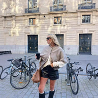 Damen weiches Strick-Cape mit Knöpfen WW