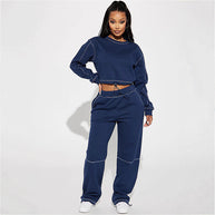 Damen sportliches Cropped-Fleece-Top mit halbem Reißverschluss WW