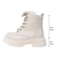 Damen Schnürstiefel mit seitlichem Reißverschluss und robuster Sohle WW