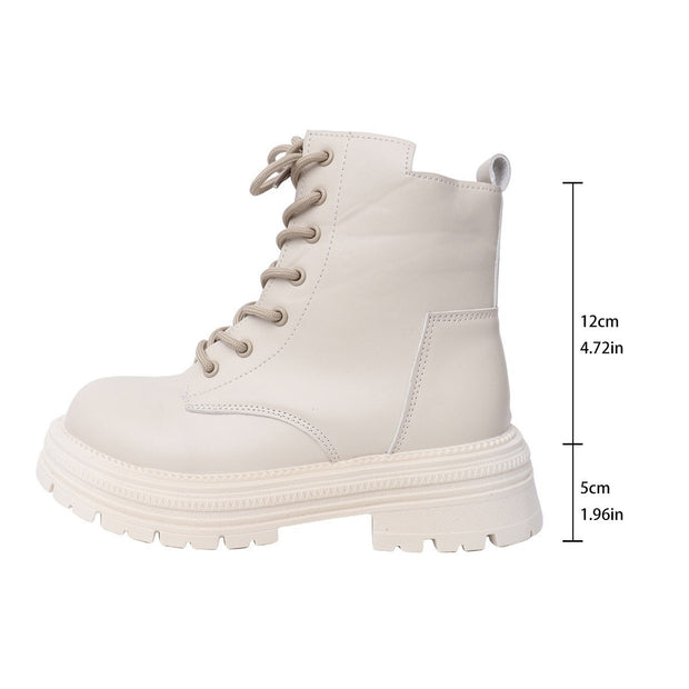 Damen Schnürstiefel mit seitlichem Reißverschluss und robuster Sohle WW