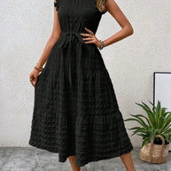 Damen Wickelkleid mit Rüschendetails und erzählt Kleidersaum WW