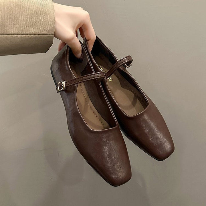 Damen-Mary-Jane-Ballerinas mit Riemchen und gepolsterter Innensohle