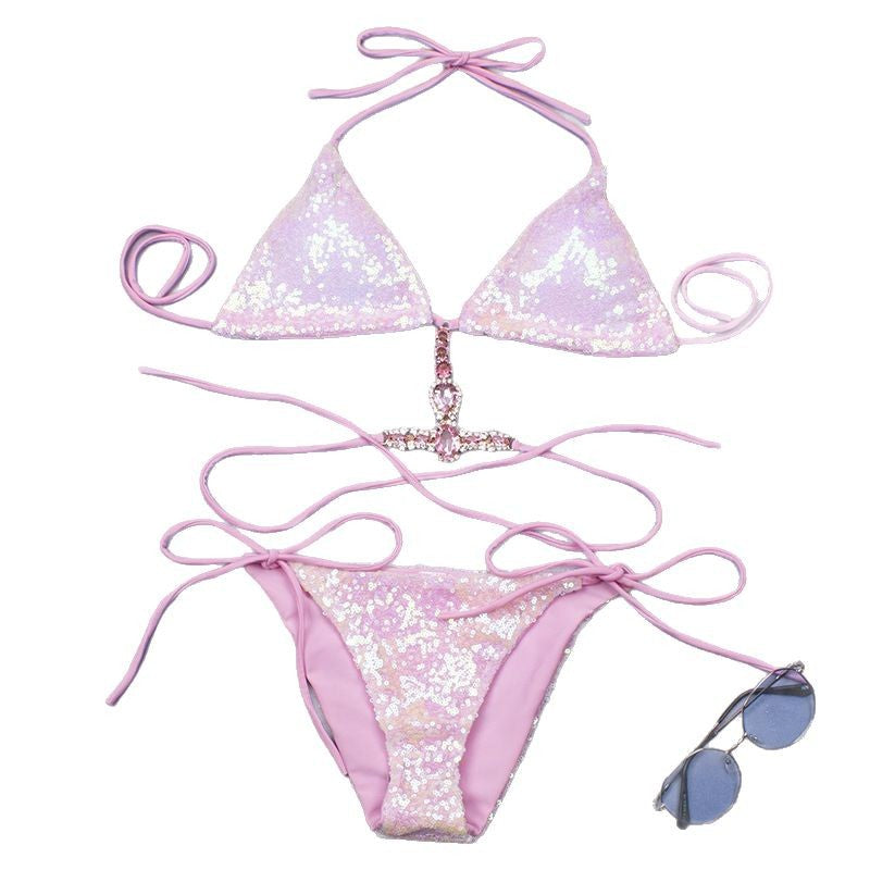 WW | Damen Bikini mit glänzenden Pailletten und eleganten Schmuckdetails